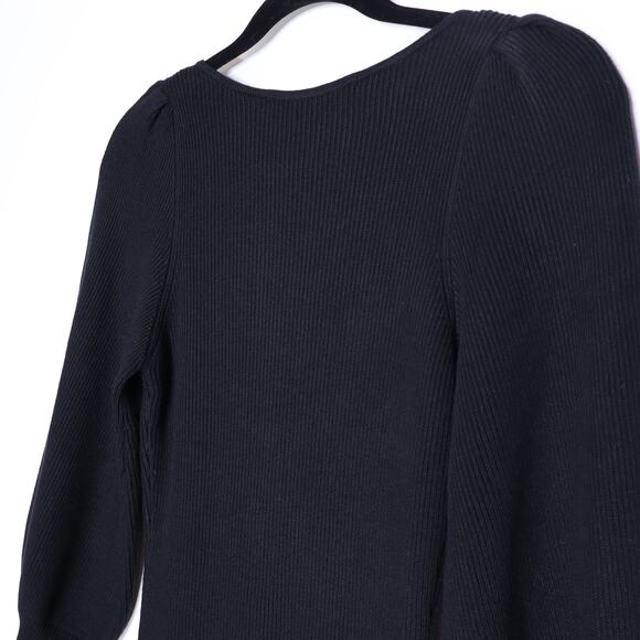 FRENCH CONNECTION NEW Joss Knit Mini Dress Black Bishop Sleeve Women's XS - Picture 5 of 10